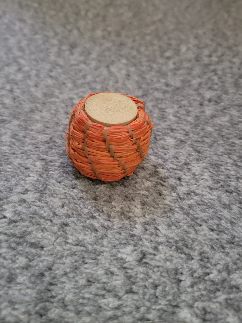 Handwoven Orange Mini Decorative Basket With A Cork Lid 1.5x1.5"